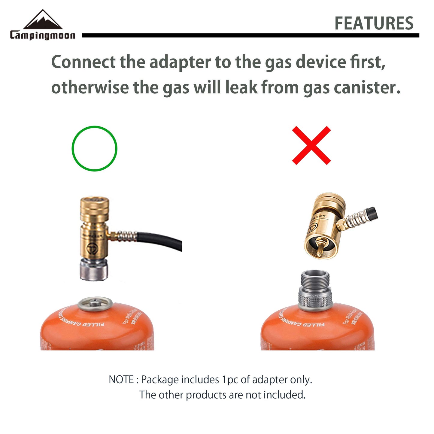 CAMPINGMOON Camping Grill Propane Gas Stove Adapter, Input: EN417 Lindal Valve Canister, Output: Propane Gas Stove Z20