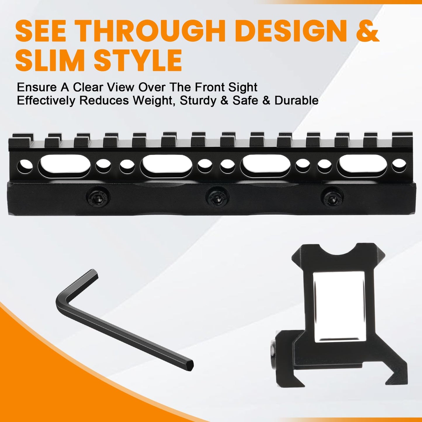 PUKESI 13 Slots Picatinny Rail Riser Mount, 1" High Profile Picatinny Riser Mount Short Pic Rails Accessories for Optic Red Dot Risers, with See-Through Design