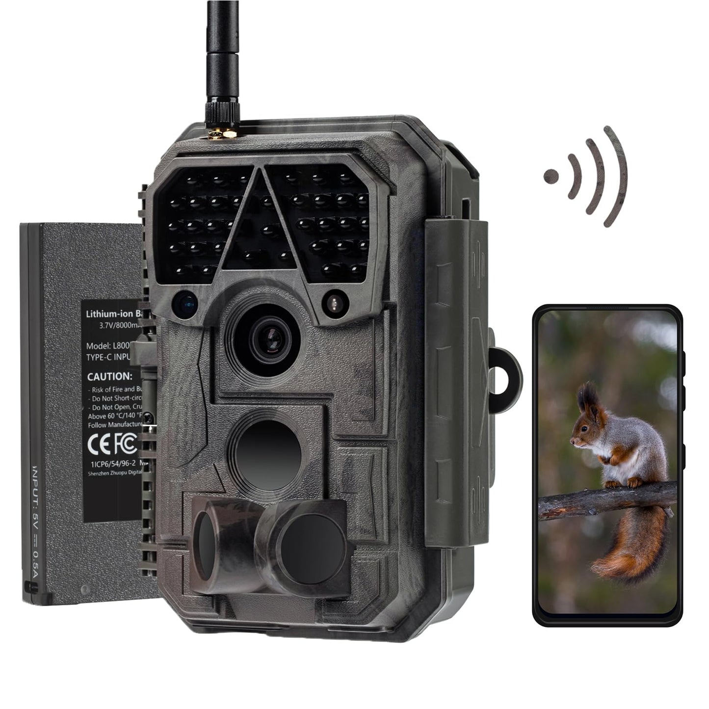 Meidase Trail Camera P100P, WiFi Bluetooth (Non-Cellular), Rechargeable, 48MP 1296p, 100ft No-Glow Night Vision, IP66 Waterproof, Fast 0.1s Trigger Speed Motion Activated, Camo