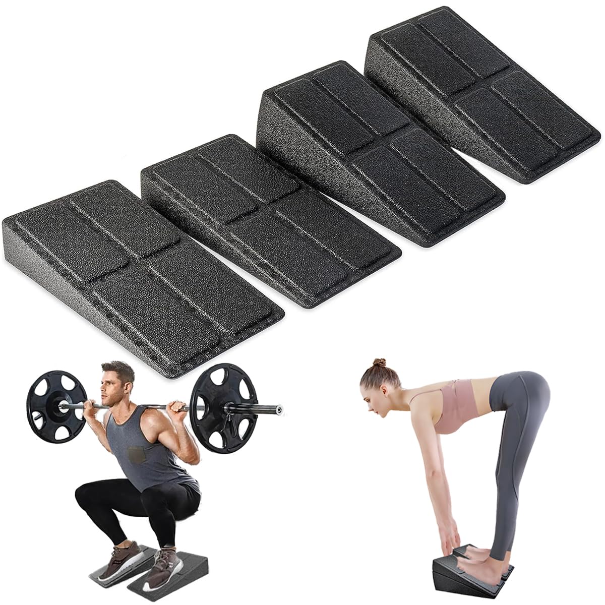 Uxpang Calf Stretcher Slant Board - 4Pcs Incline Board for Calf Stretching, Adjustable Light EPP Squat Wedge Block for Foot, Achilles, Knee and Ankle Recovery Calf Stretching Exercise