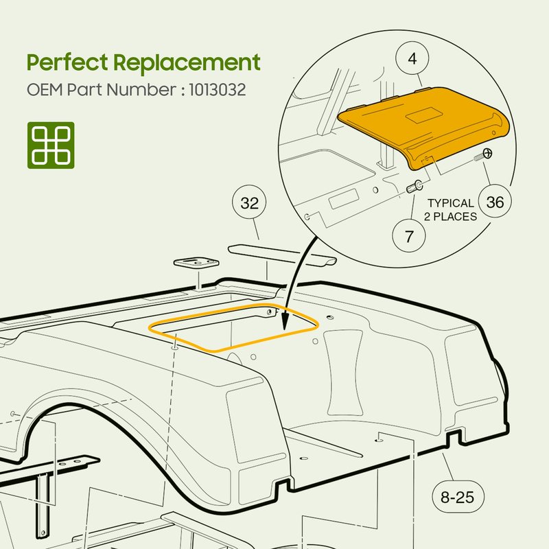 10L0L Golf Cart Access Panel Cover Replacement, Compatible with Club Car DS 1993-2002 Gas & Electric Models, Replaces OEM#1013032 1015829-02, Durable & Easy to Install