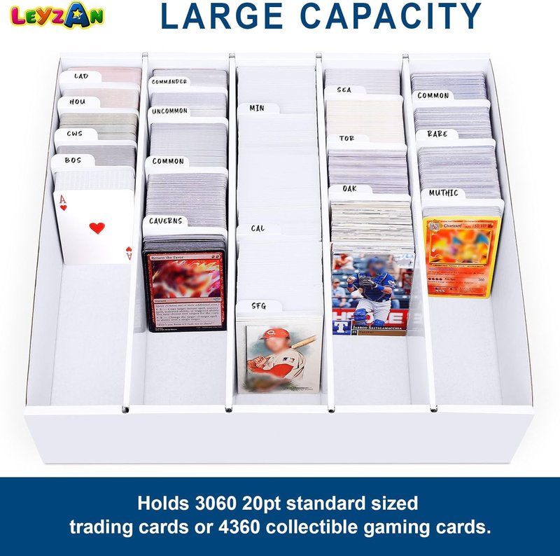 Trading Card Storage Box - 5 Row Cardboard Organizer for MTG, TCG & Sports Cards | 2 Pack