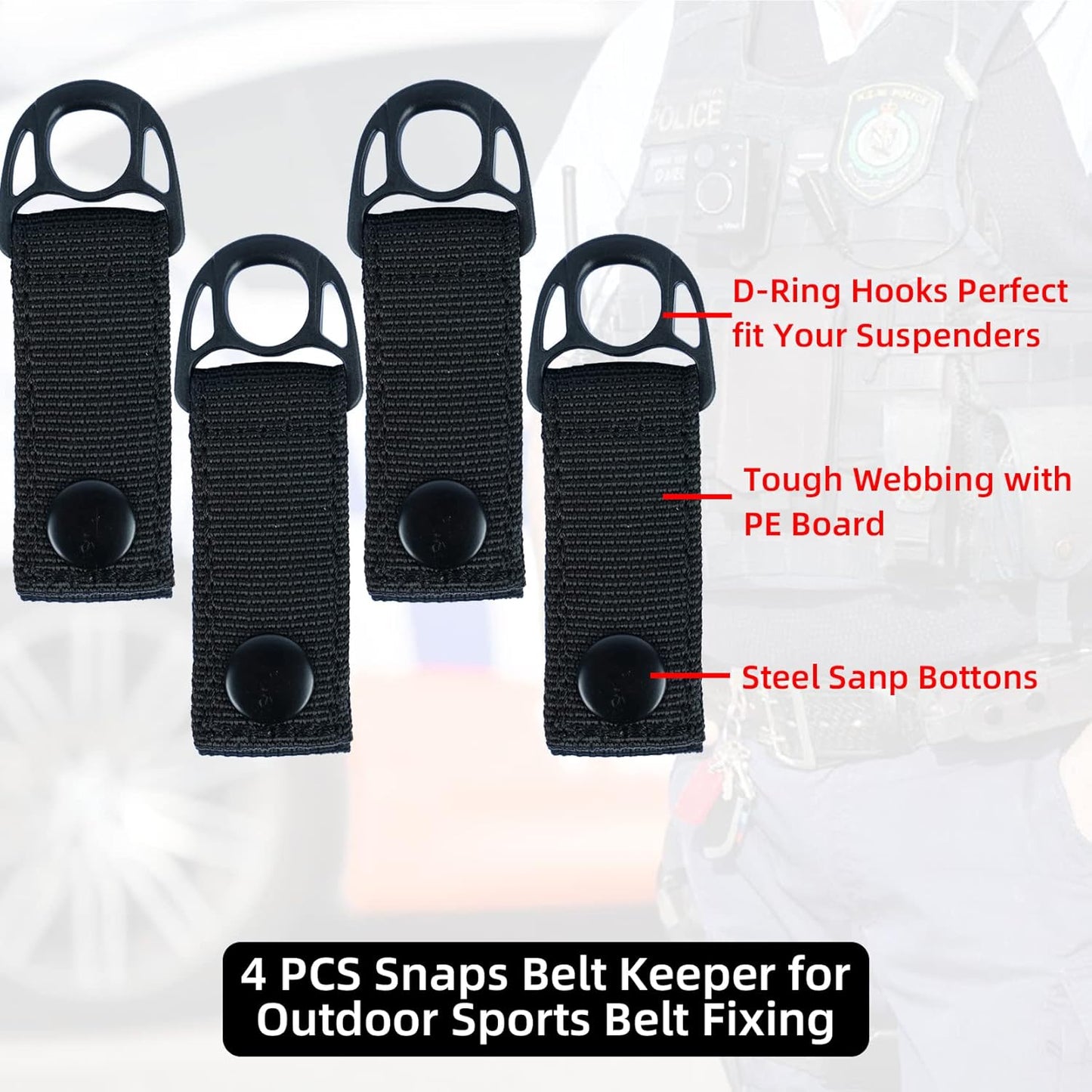 Nylon Duty Belt Keeper - Tactical Gear Snap Belt Loop for 2.25-Inch Belts | Outdoor Use