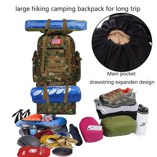 W WINTMING Hiking Backpack for Men 70L/100L Camping Backpack Military Rucksack Molle 3 Days Assault Pack for Climbing