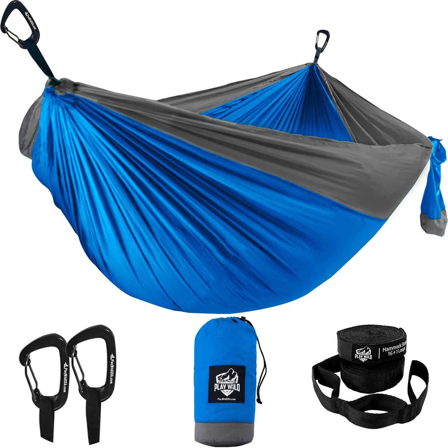 Double Hammock for Camping, Travel and Hiking - 2 Person Outdoor Hammock - Lightweight & Portable Yet Heavy Duty with Straps Included for Easy Hanging from Trees - Great Camping Gifts for Men & Women