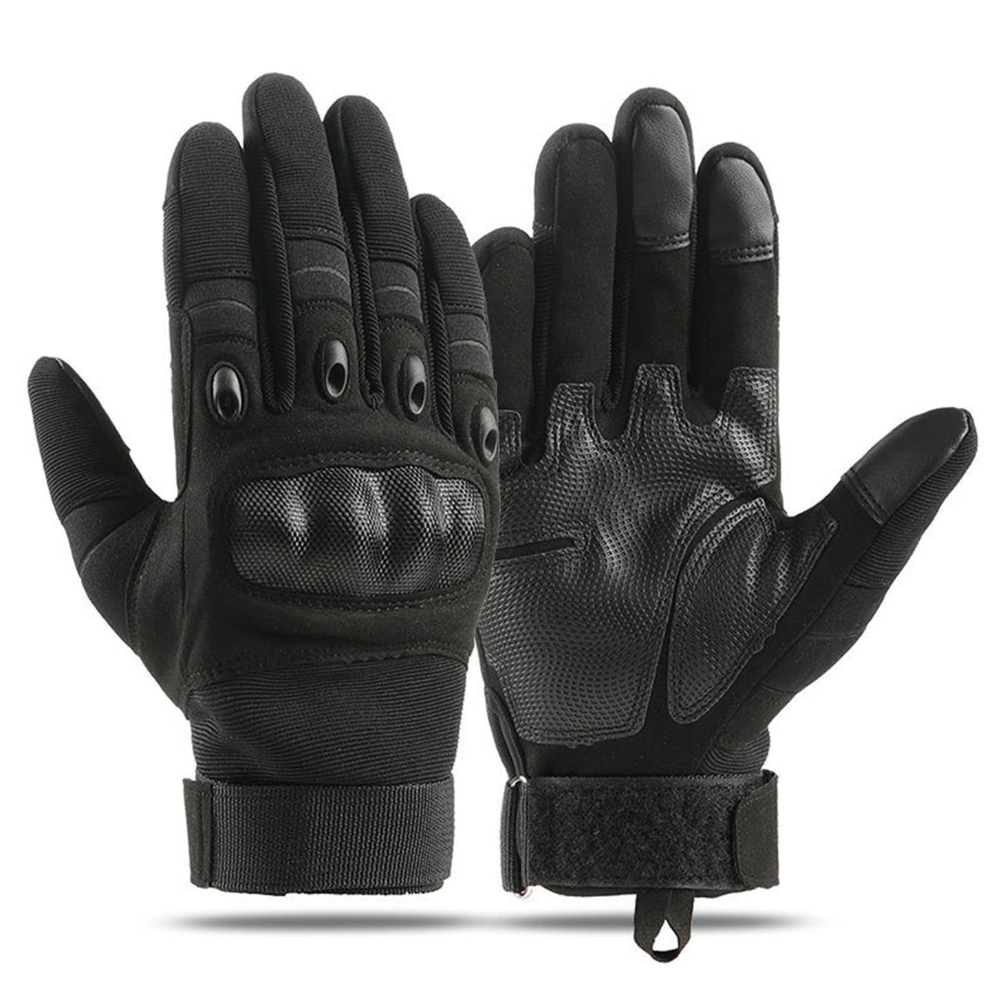HYCOPROT Men’s Utility Gloves, Motorcycle Glove with Touchscreen Full Finger Palm Pad Protection Gears Durable Work Outdoor Lightweight Breathable for Sport Hiking Motorbike Cycling Paintball Boxing