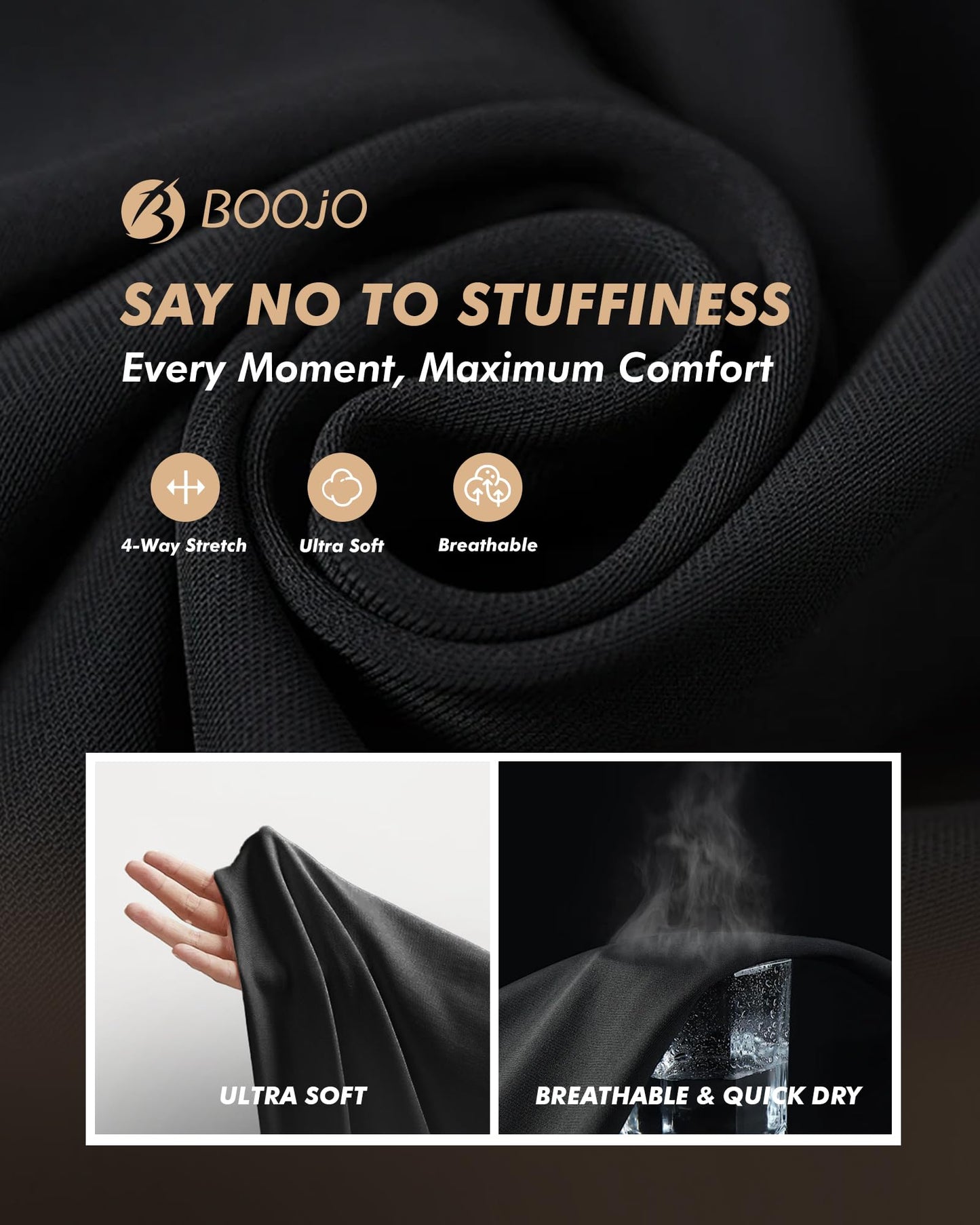 BOOJO Tank Tops Men - Summer Black Quick Dry Moisture Wicking Workout Muscle Sleeveless Shirts for Gym Running Beach
