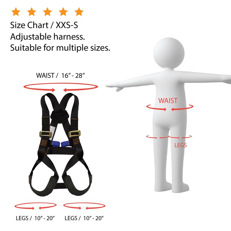 Fusion Full Body Harness Black, Warrior Kids, KH-201A-C-BLK