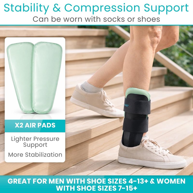 Vive Ankle Stirrup Brace - Air Gel Stabilizer for Ankle Sprain, Tendonitis Support for Men & Women - Right & Left Foot -Achilles Tendon Compression Relief -Fracture Treatment - Hot & Cold Therapy