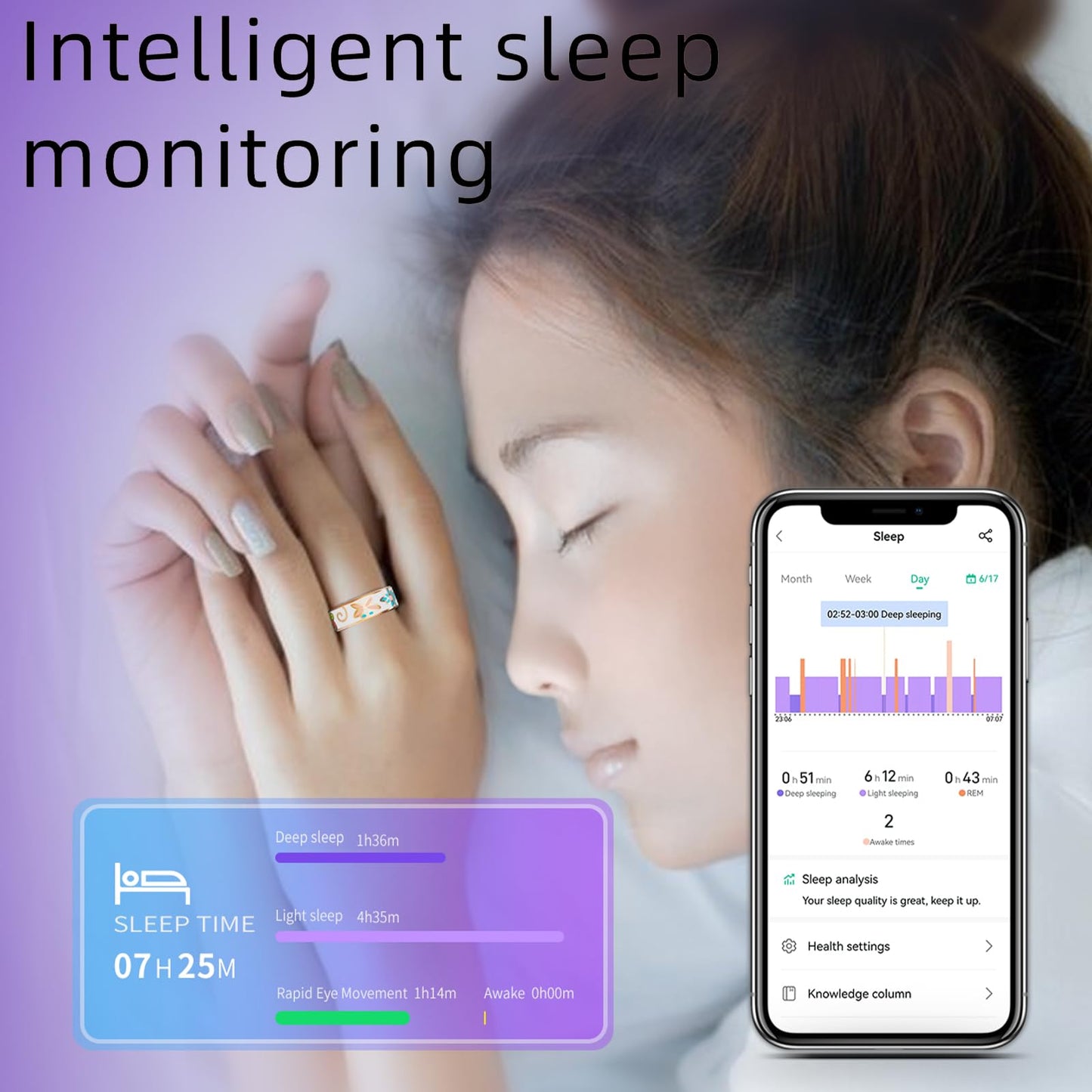 Yihou Smart Ring for Women Health Ring Fitness Ring with Enamel Fitness Tracker with Heart Rate Monitoring Sleep Monitor Distance Pedometer Calorie No Subscription Fee for Android iOS 8#