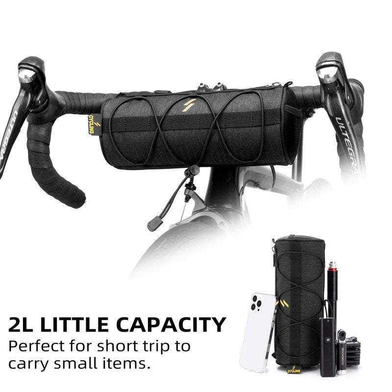 ROCKBROS Bike Handlebar Bag Small Bicycle Handle Bar Bag Handy Front Bike Bags Handlebar Storage Pouch Pack with Shoulder Strap Little Mountain Road Bike Barrel Bag