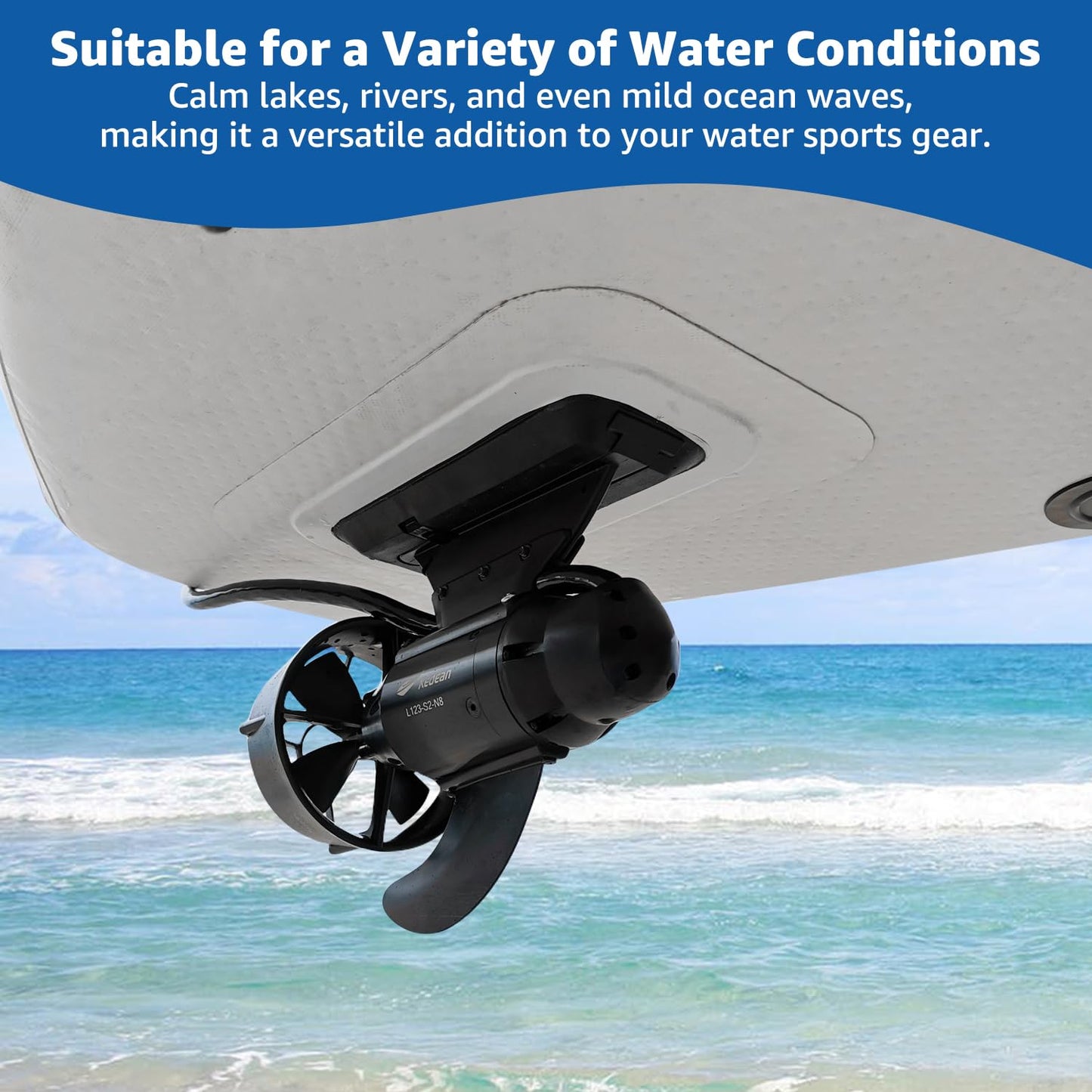 Powerful Fishing Kayak SUP Float Tube Belly Boat Trolling Motor, Underwater Thruster for Paddle Board Electric Fin 600W 28 Lbs Thrust, 9KM/H (Battery not Included)