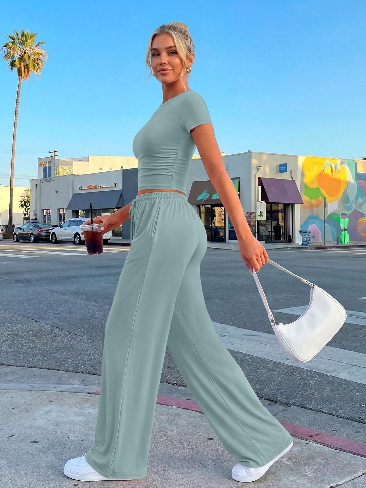 Trendy Queen Womens Petite 2 Two Piece Set 2026 Summer Workout Beach Vacation Cruise Gym Clothes Spring Fashion Lounge Matching School Comfy Airport Travel Outfit Athleisure Clothing