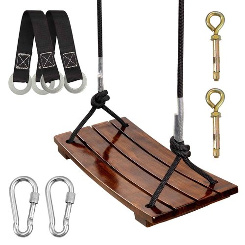 PELLOR Anticorrosive Wood Swing Seat - Waterproof, Indoor/Outdoor, 17.7x7.9x0.6 inch