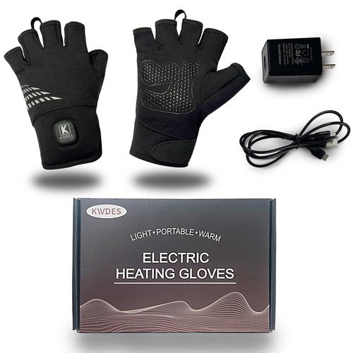 Kivdes Heated Gloves Fingerless for Women Man Rechargeable Electric Touchscreen Wearable Cold Winter Work Arthritis Pain Relief Hand Warmers Hot Compress Reusable (M)