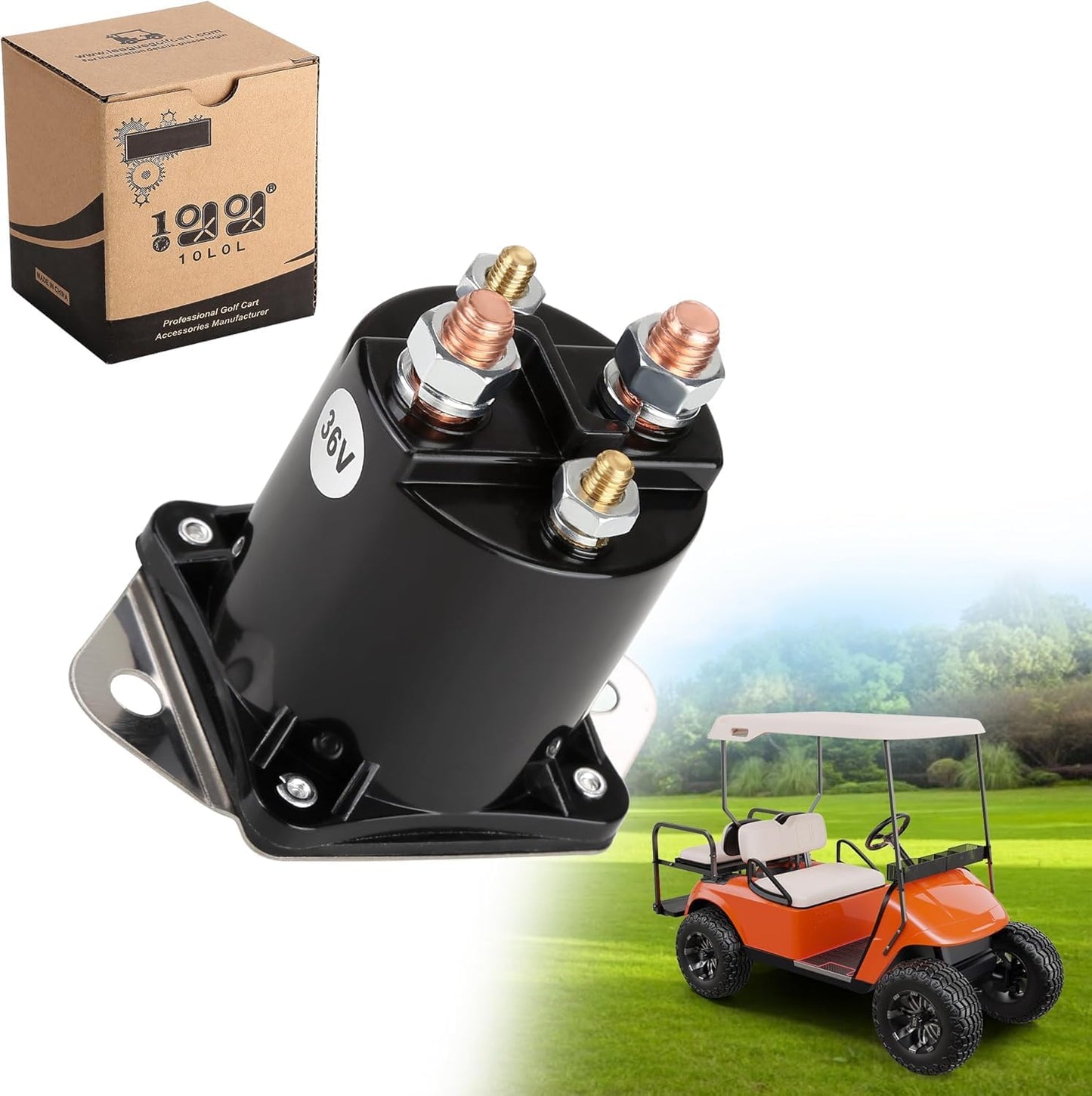 10L0L Golf Cart 36V Solenoid for Club Car DS 1976-1998, 4 Terminal Electric Solenoid Replacement OEM 8016 1113