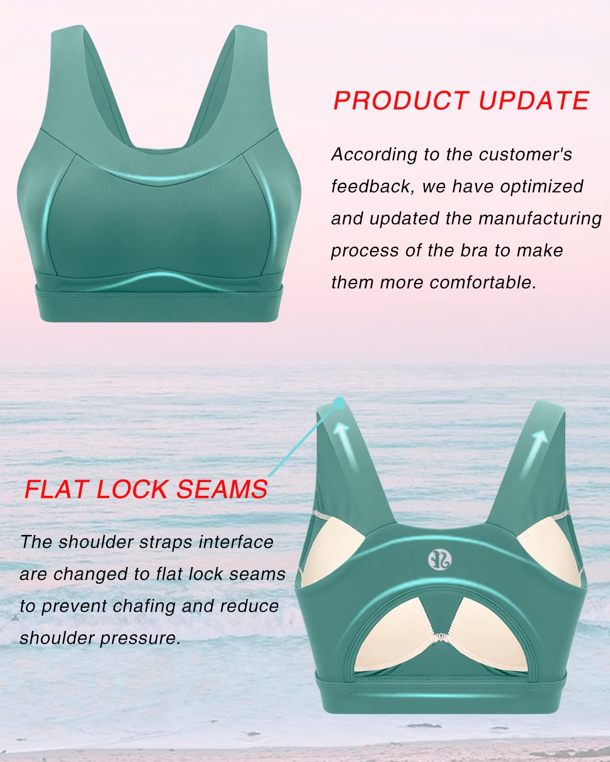 RUNNING GIRL High Impact Sports Bras for Women,Racerback Green Bra Workout Crop Tank Tops Longline Sports Bra Push up(WX2667 Dark Green XL)