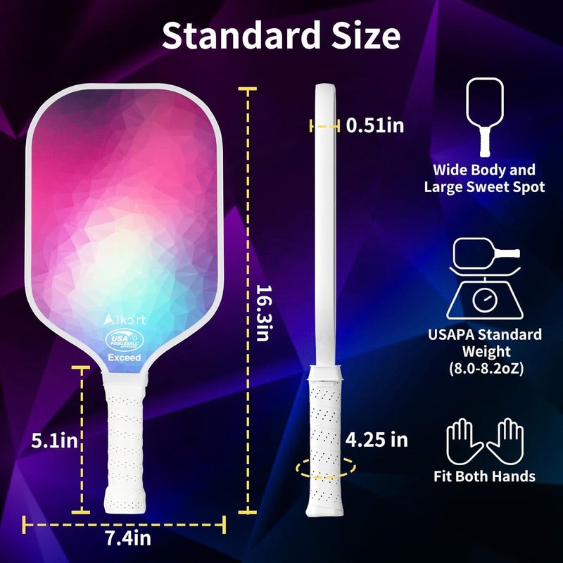 AL Kort Pickleball Paddles Set of 2, Fiberglass Pickleball Rackets Lightweight Paddles, USAPA Approved Pickle Ball Equipment with Bag and 4 Balls, Pickball Rackets 2 Pack for Beginners, White