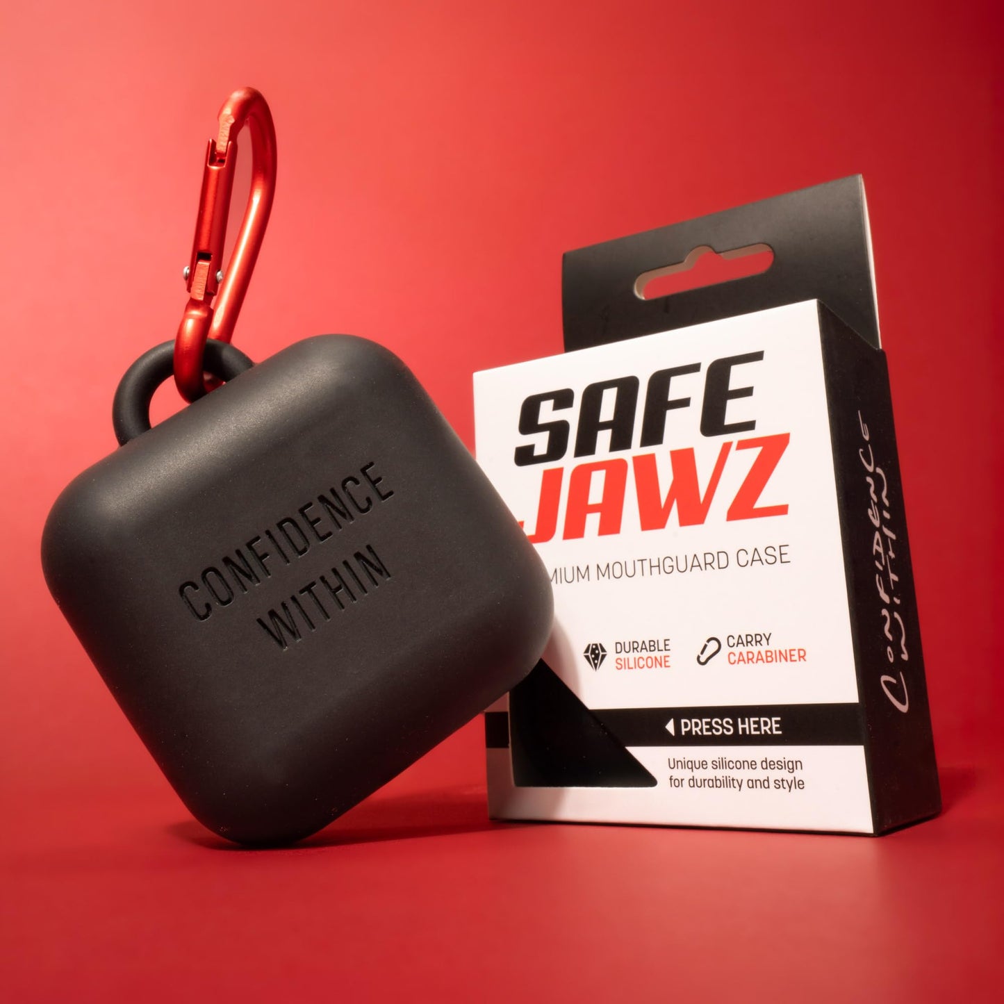 SAFEJAWZ Black Premium Mouth Guard Case with Carabiner Clip