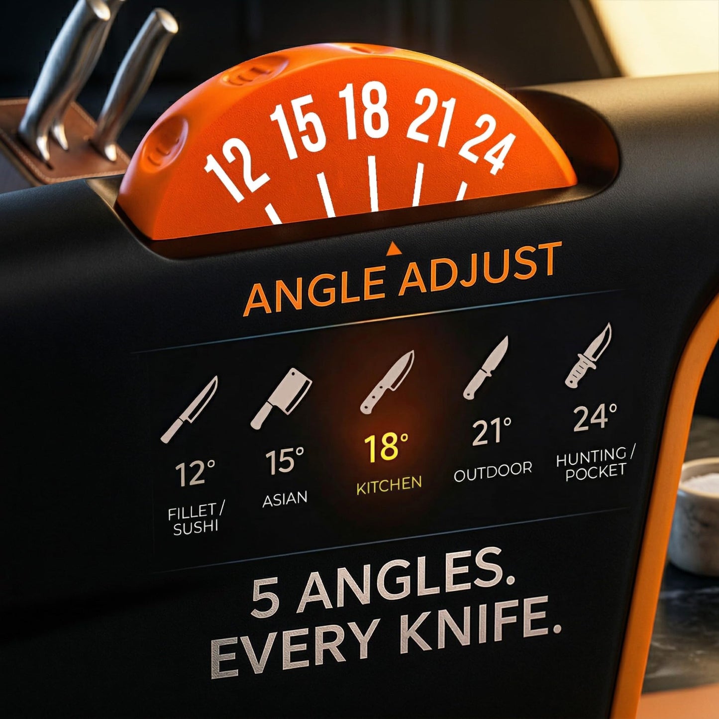 5 Precision Adjust Knife Sharpener- 3-Stage Premium Kitchen Knife Sharpener