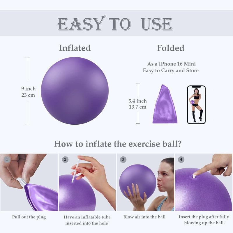 Soft Exercise Ball - Anti-Burst Yoga Ball Chair Supports Up to 2200lbs | Durable and Comfortable