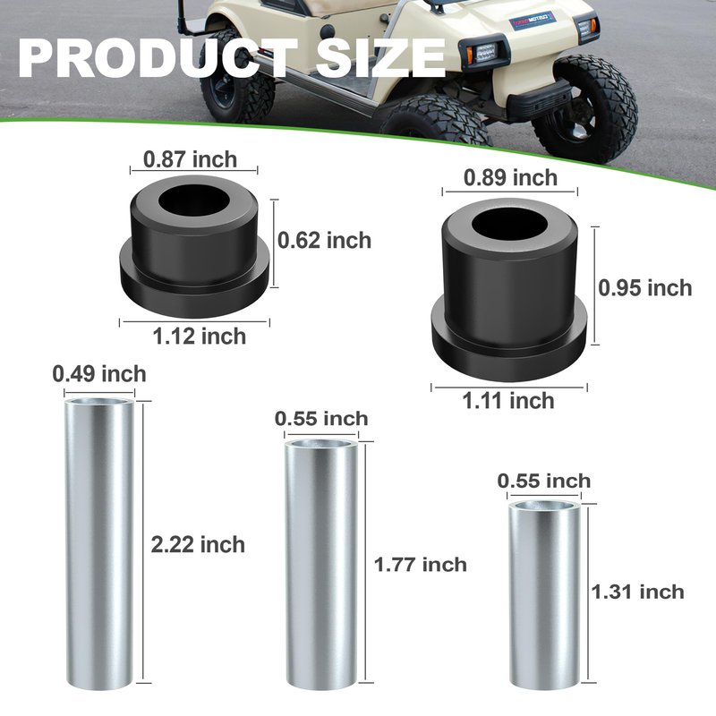 10L0L Golf Cart Front Lower Spring & Front Upper A-Arm Bushing Sleeve Kit for Club Car DS Gas & Electric 1992-up, Replace OEM #1016346 1016349 1016350 1012303 1015583