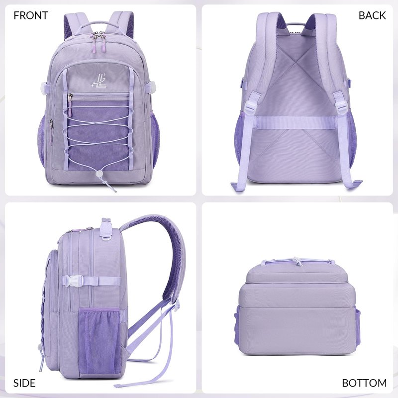 Lanola Basic Multi-Pocket Multipurpose Casual Backpack Water Resistant Bag for Business Travel Hiking Daypack - Dark Blue