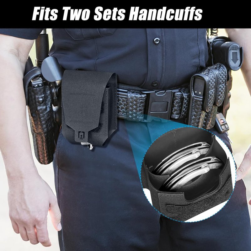 Double Handcuff Pouch - MOLLE Handcuff Holster for Duty Belt | Tactical Vest Accessory for Law Enforcement