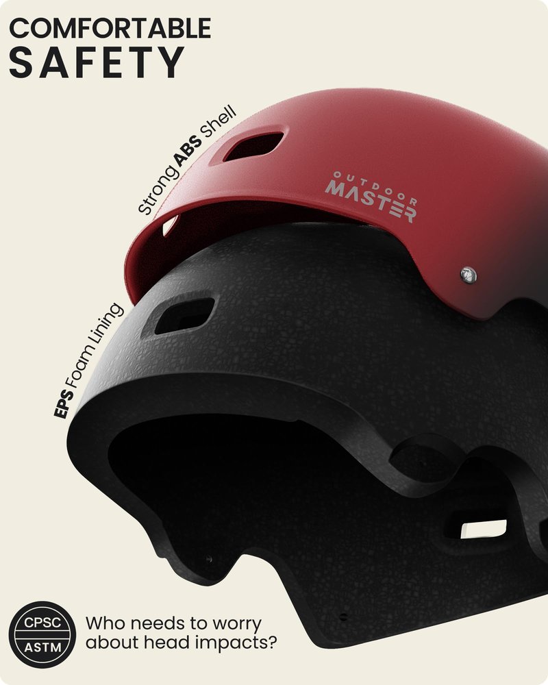 OutdoorMaster Skateboard Cycling Helmet - Two Removable Liners Ventilation Multi-Sport Scooter Roller Skate Inline Skating Rollerblading for Kids, Youth & Adults