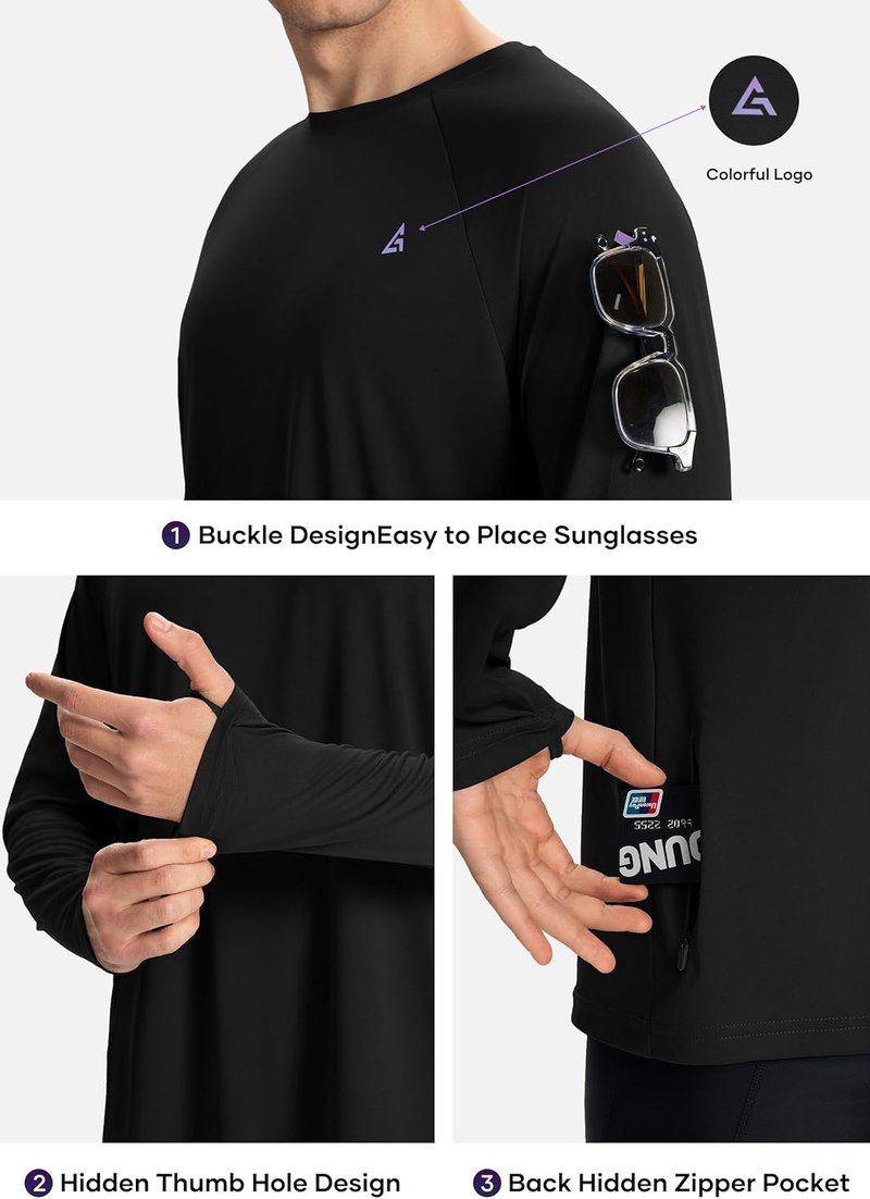 Men's Sun Protection Shirt - UPF 50+ Long Sleeve UV Rash Guard for Fishing & Beach | Quick Dry Athletic Wear