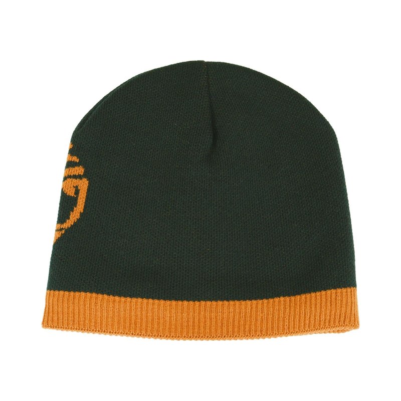 Timberland Men’s Logo Pull-On Beanie - Soft Ribbed Knit Winter Hat, Jacquard Tree Design, Warm Stretch Fit for Cold Weather, Leaf Green, One Size