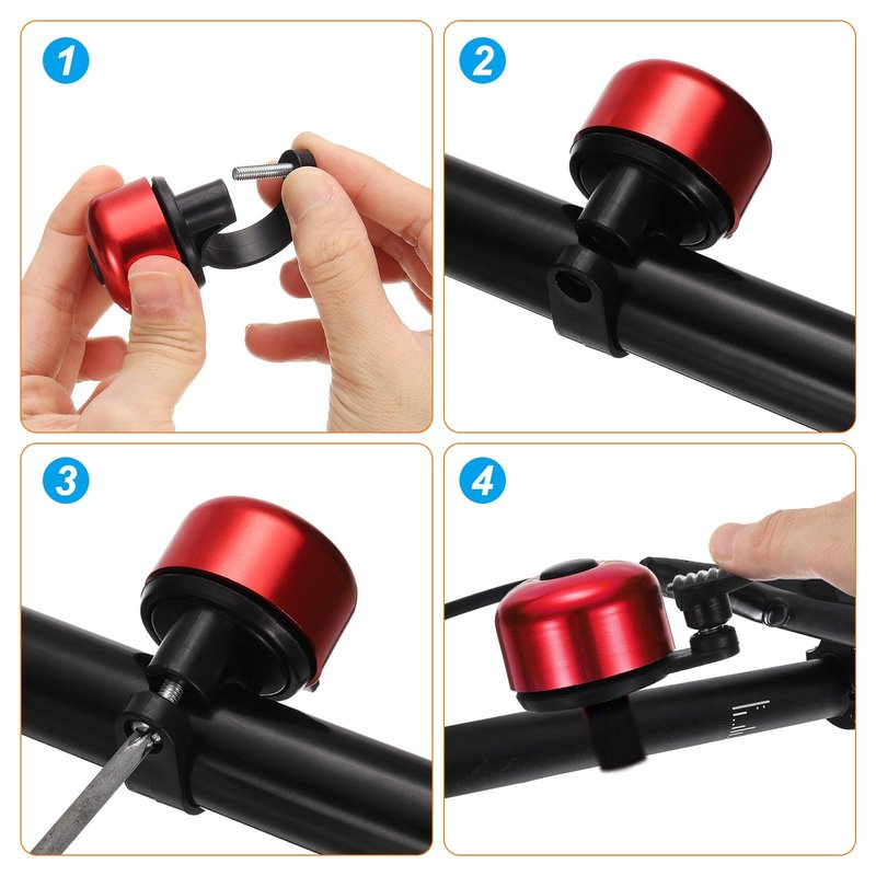 HARFINGTON 2pcs Bike Bell Mini Bicycle Bell with Loud Crisp Clear Sound Bike Ring Bell Aluminum Bike Accessories for Road Adults Children Mountain Bike, Black Red