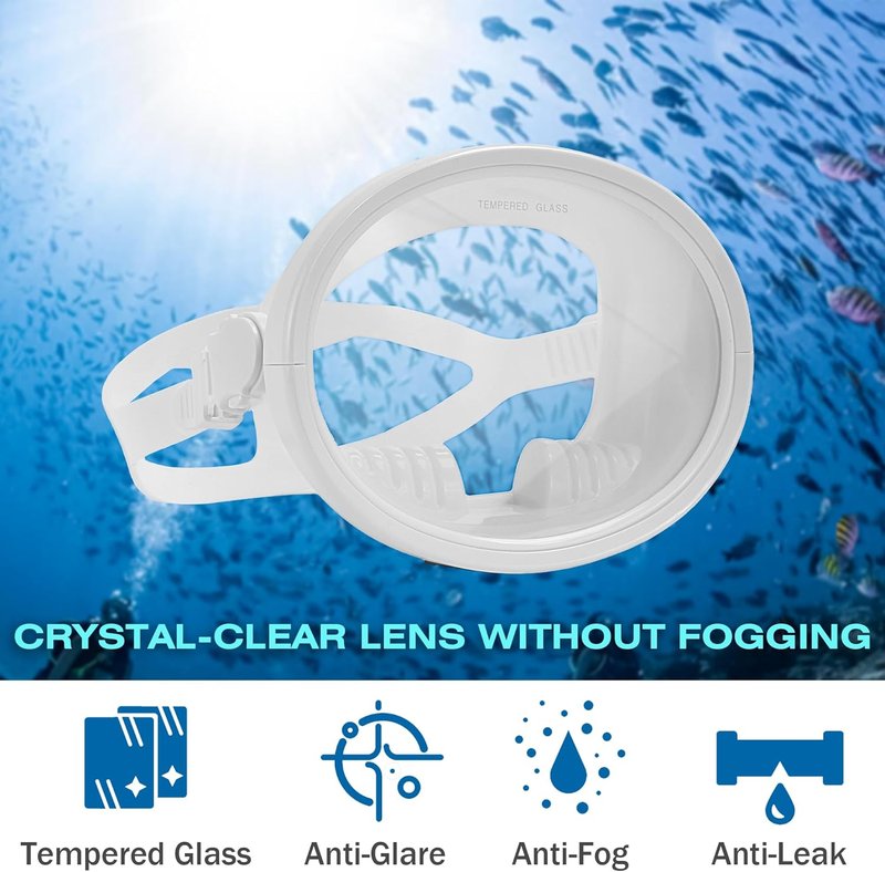 Snorkeling Gear for Adults - Anti-Fog Tempered Glass Mask with Oval Silicone Skirt | Comfortable Fit for Spearfishing & Freediving