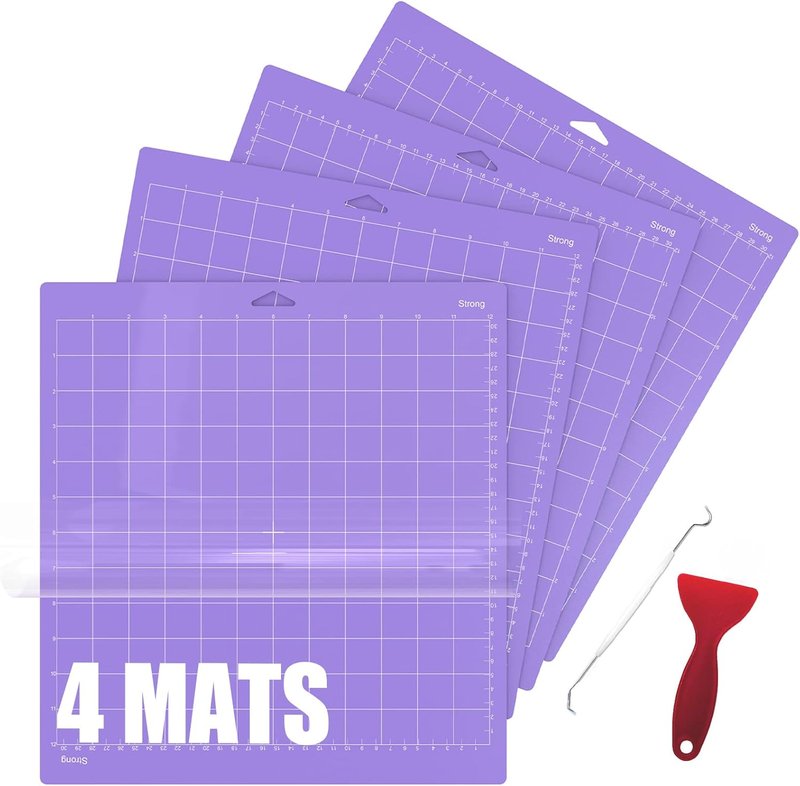 Cutting Mat for Cricut - 4 Pack Strong Replacement Pads | Purple Cut Mats for Maker 3 & Air 2 with Scraper & Pick Needle