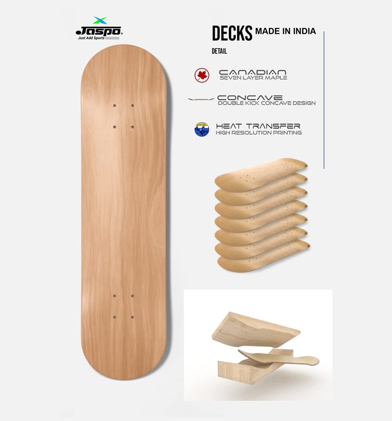 Jaspo Prime 31 X 8 Complete Fully Assembled Skateboard, 7 Layer Canadian Maple Concave Skateboard for Boys, Kids, Youth, Adults Made in India 31 X 8, Prime, Black