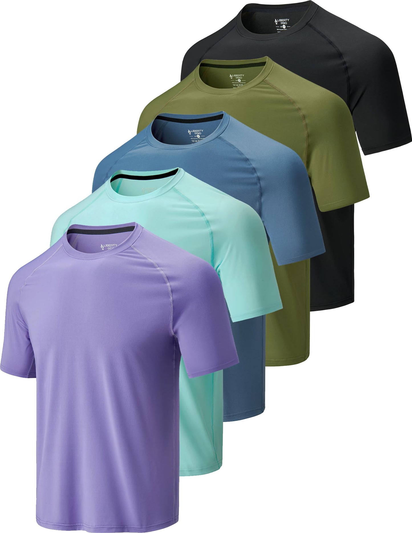 5 Pack Men’s Active Quick Dry Crew Neck T Shirts | Athletic Running Gym Workout Short Sleeve Tee Tops Bulk (Set 8, 4X-Large)