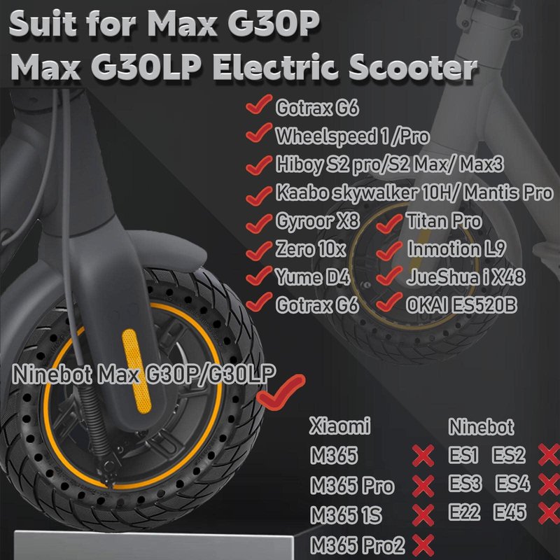 Felixstory 10x2.5 Inch Solid Tire, Fit for 60/70-6.5 Original Tire, Fit for Hiboy S2 MAX/MAX Pro/ max3 NAVEE S65C OKAI EA10/ ES520B Hover-1 Alpha ESKUTE MAX Zero 10/ 10x Electric Scooter, Black 2pcs