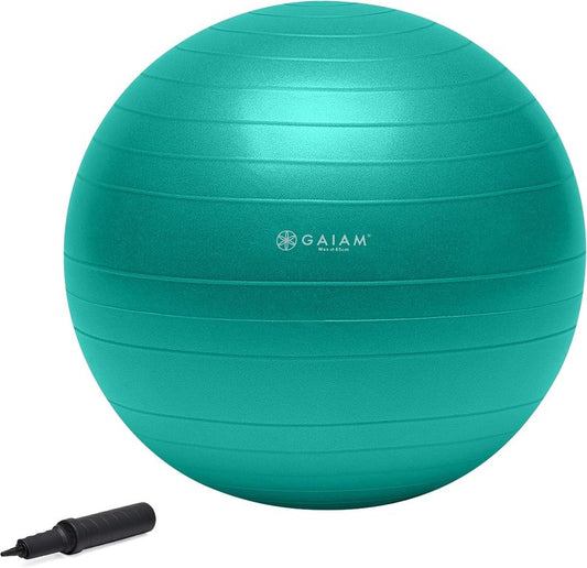 Gaiam Exercise Ball - Anti-Burst Balance Ball for Core Strength & Yoga | Includes Air Pump