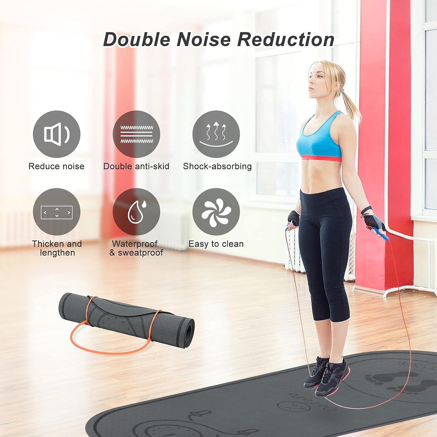 Jump Rope Mat - Non-Slip Indoor/Outdoor Exercise Flooring | 71"x63"x24" High-Density Shock Absorption