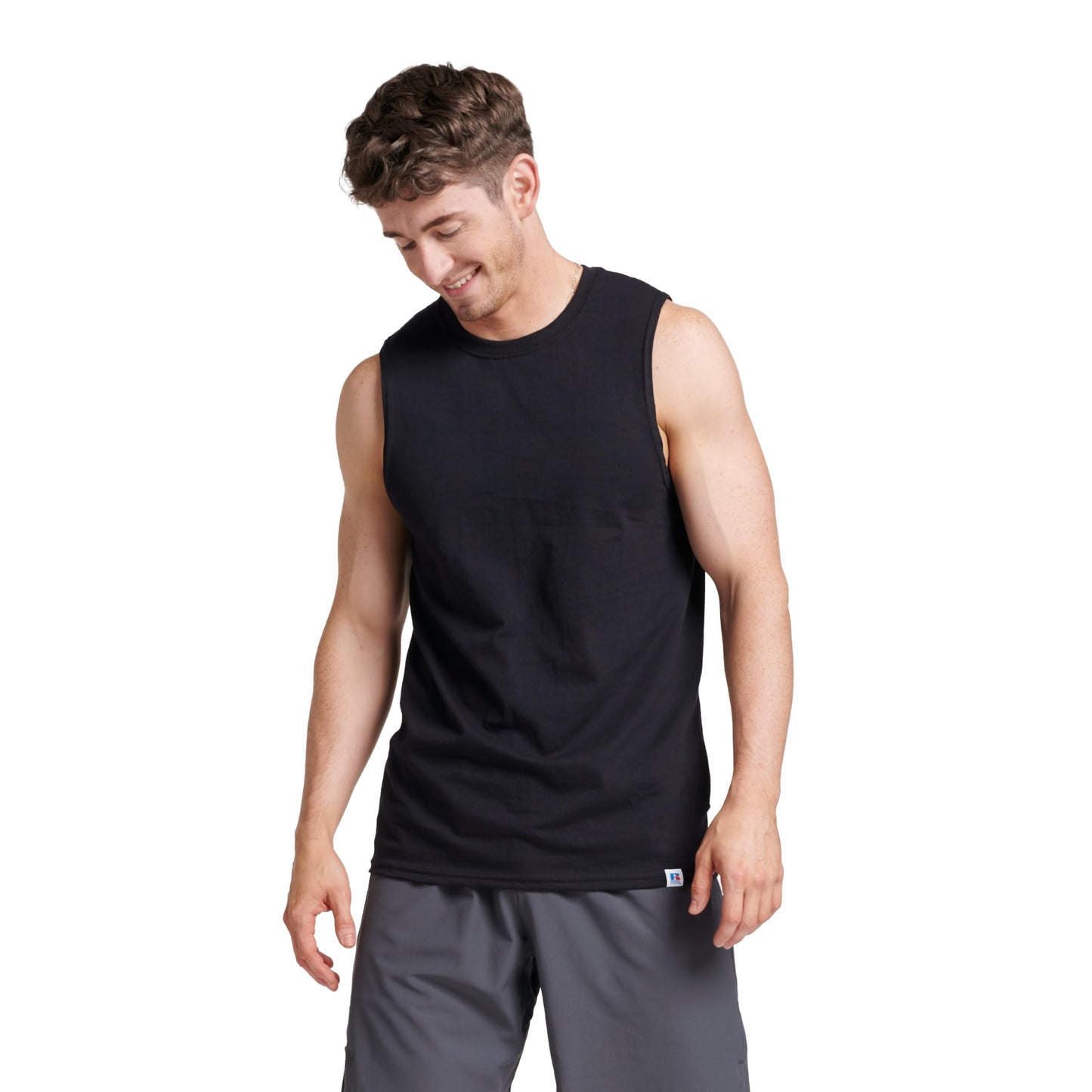 Russell Athletic Men's Cotton Performance Sleeveless Muscle T-Shirt,Black,XX-Large