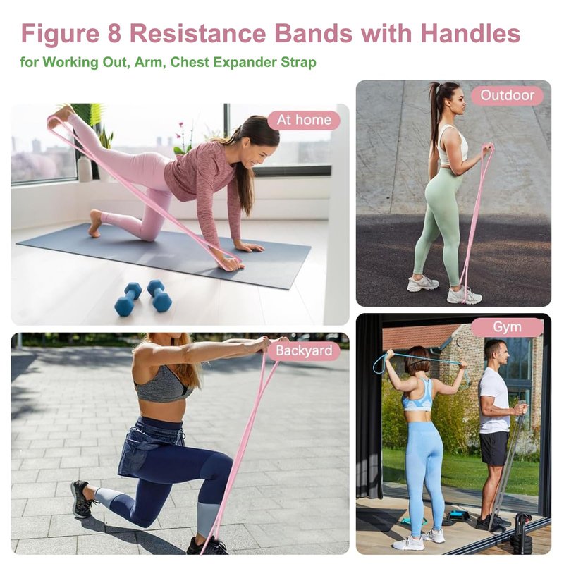 2 PCS Resistance Bands, Figure 8 Resistance Bands with Handles,35 Pounds Elastic Fitness Rope for Yoga Pulling Rope, Open Shoulder Elastic for Working Out, Arm, Chest Expander Strap