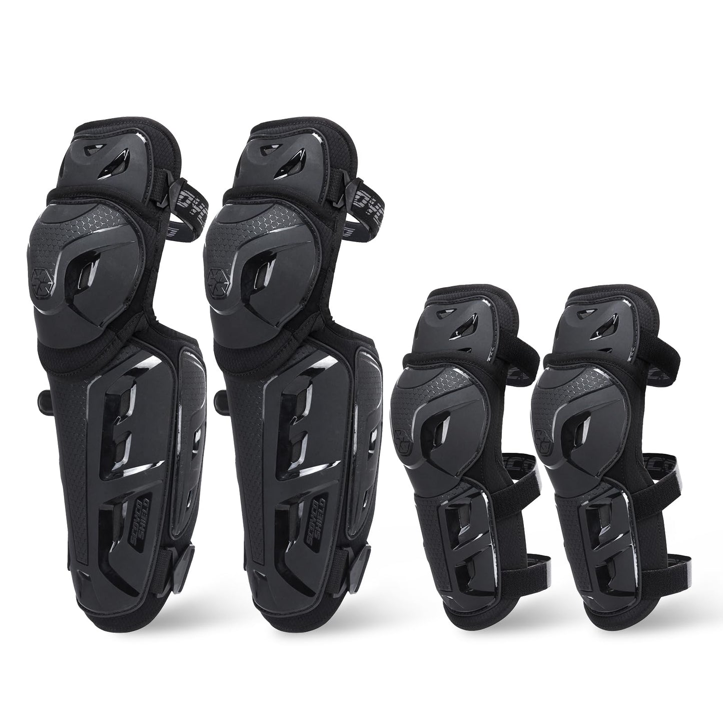 Scoyco Motorcycle Knee Pads for Men - CE Level 1 Motocross Knee and Elbow Guards Protective Gear Armor with 45°-180° Knee Flexibility Design Adjustable Elastic Band