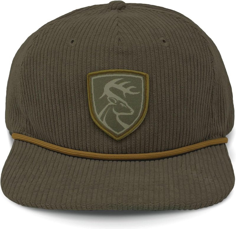 Men's Corduroy Flat Bill Hunting Cap - Drake Waterfowl 5-Panel Goat Rope Hat | Snapback Closure