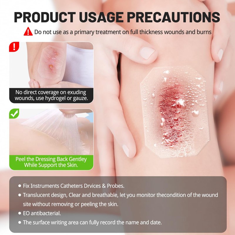 Hysimedy Transparent Film Dressing 2.3x2.7 inch 50 Packs Waterproof Clear Bandages for Swimming, Showering, Post Surgical, IV Shield, Tattoo Aftercare Bandages Shower Shield Wound Cover