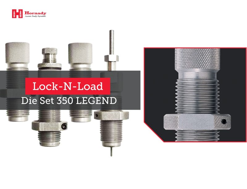 Hornady Custom Grade New Dimension 4-Die Set, 350 Legend (.335) (546401) - Caliber Specific Reloading Equipment for Handloaders with Full Length Sizer Die, Seating Die, Sure-Loc Rings, & Storage Box