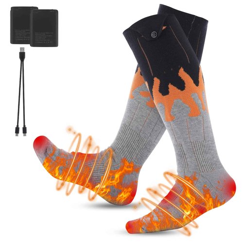 5000mAh Heated Socks for Men Women-360° Fast Heating Electric Socks-4 Heat Settings 131°F-167°F Battery Heated Socks-Machine Washable Electric Heated Socks Rechargeable for Hunting Skiing Camping