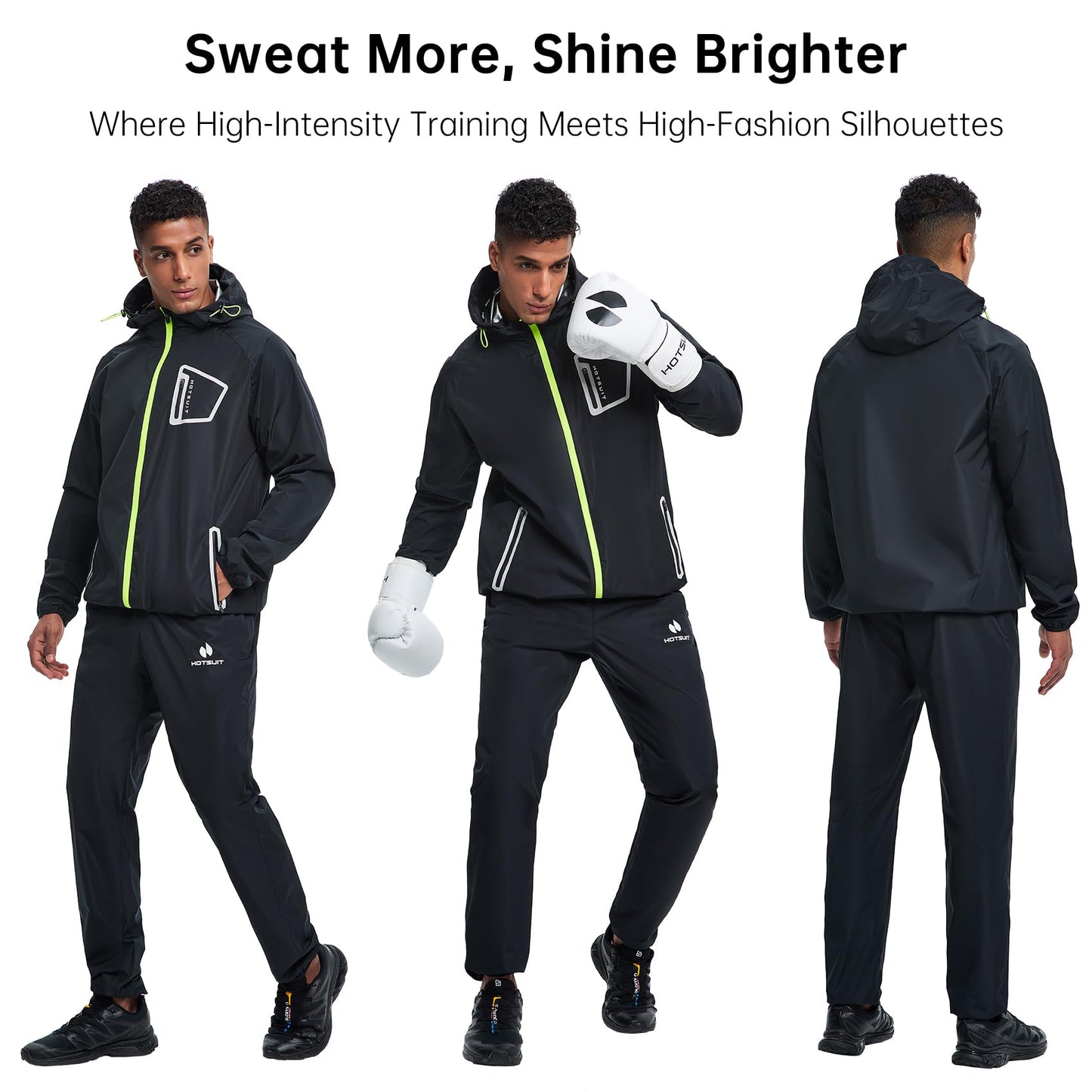 HOTSUIT Sauna Suit Men Anti Rip Boxing Sweat Suits Exercise Workout Jacket Pants