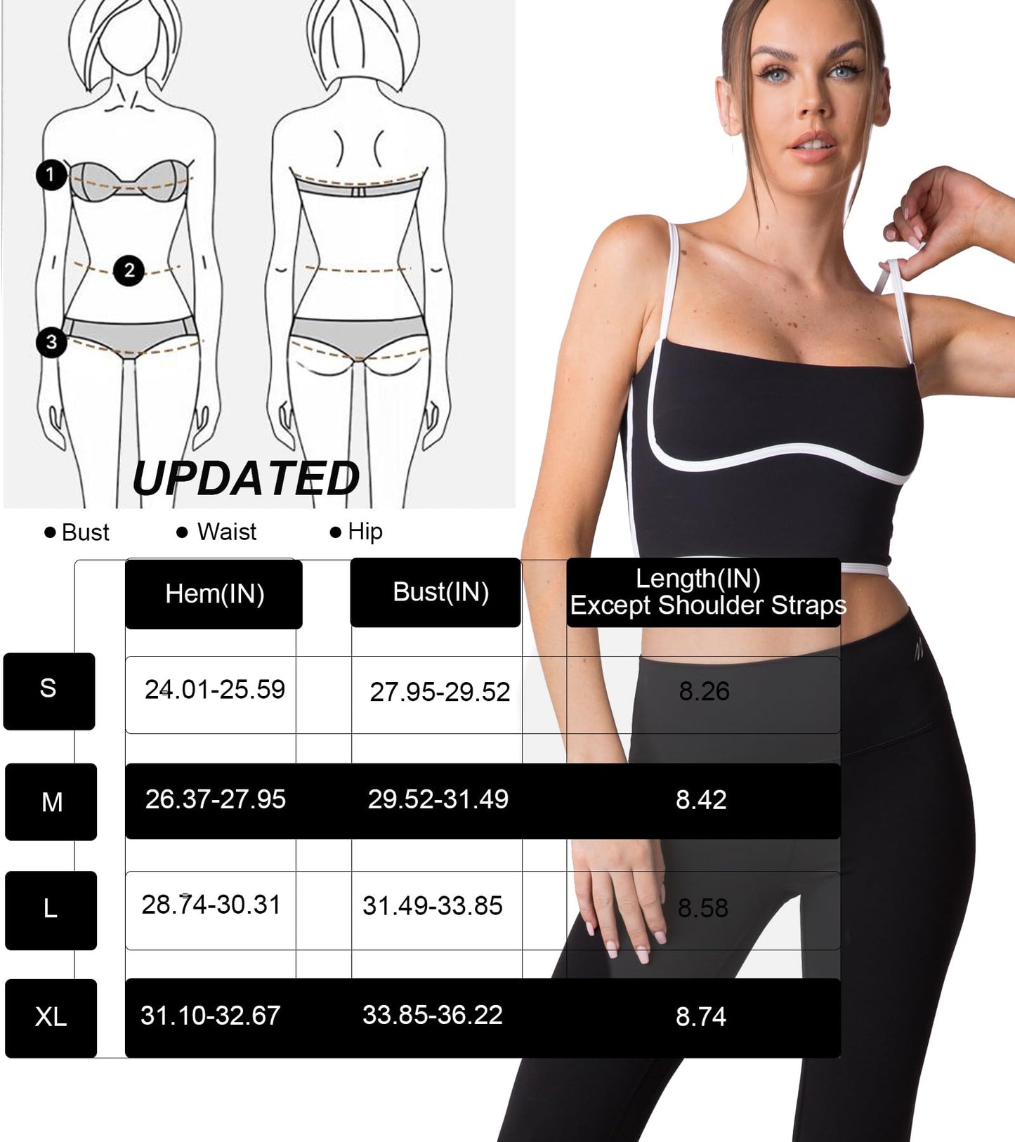 Move With You Sleeveless Spaghetti Strap Padded Sports Bra Tank Tops Square Neck Double Layer Workout Fitness Basic Crop Tops(Grey & Navy,XL)