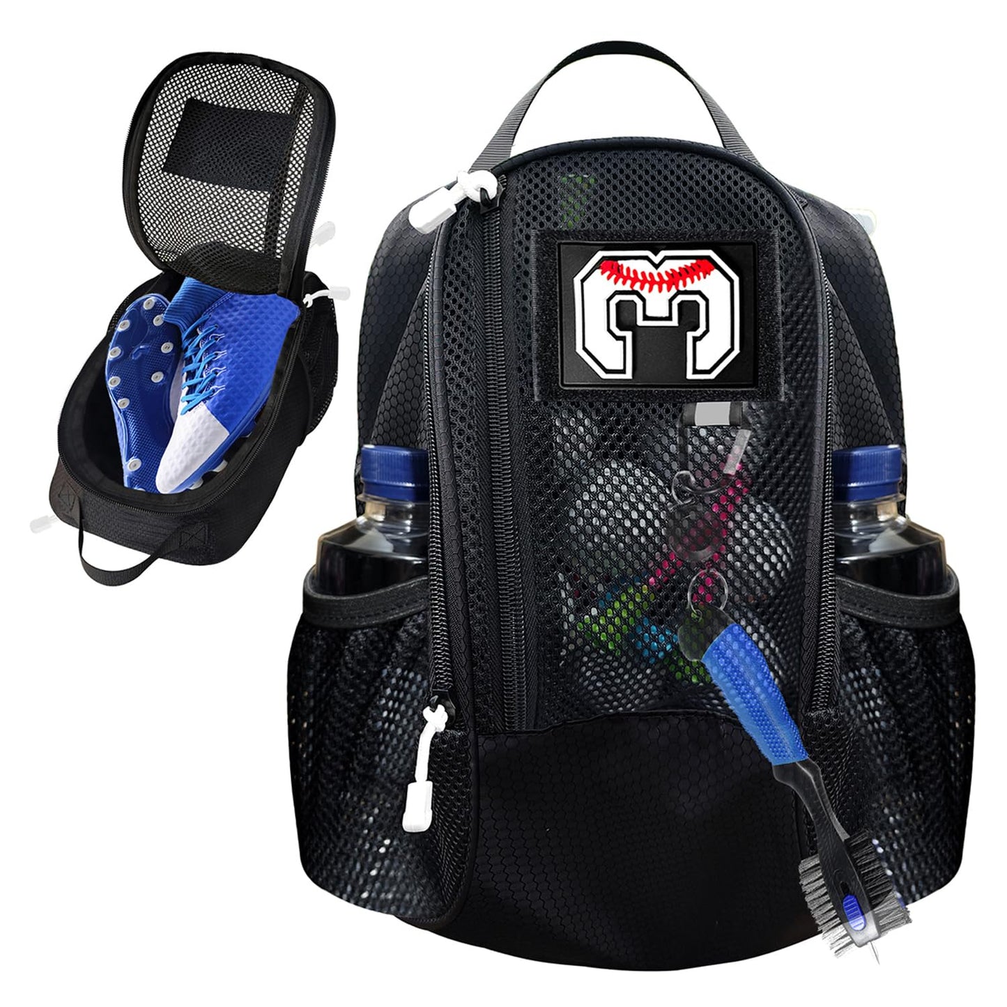 yoson.k Sports Soccer Shoe Gloves Carring Zipped Bag with Patches (1, Black)