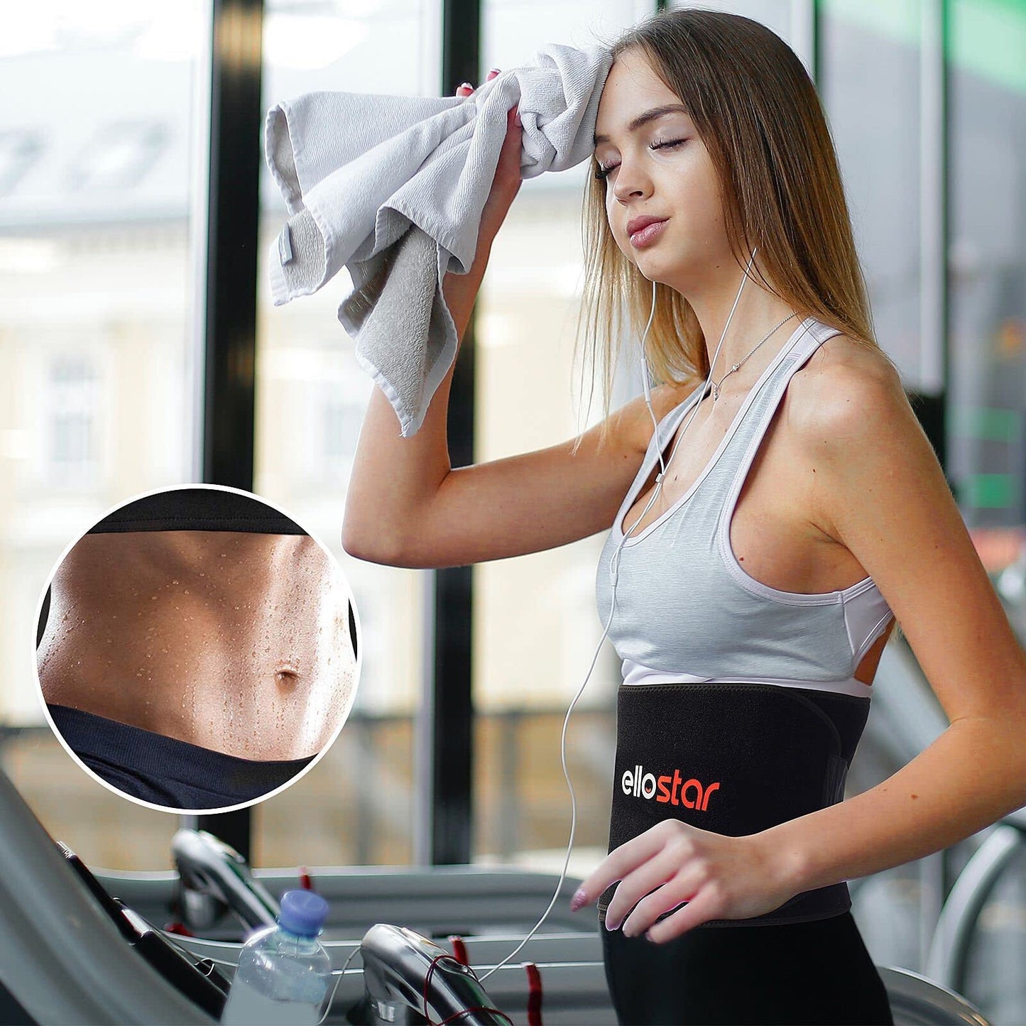 ellostar Waist Trimmer for Women & Men Tummy Control Band Waistline Body Shaper Sauna Sweatband, Sweat Shapewear, Workout Belt (Black with Zipper Pocket)